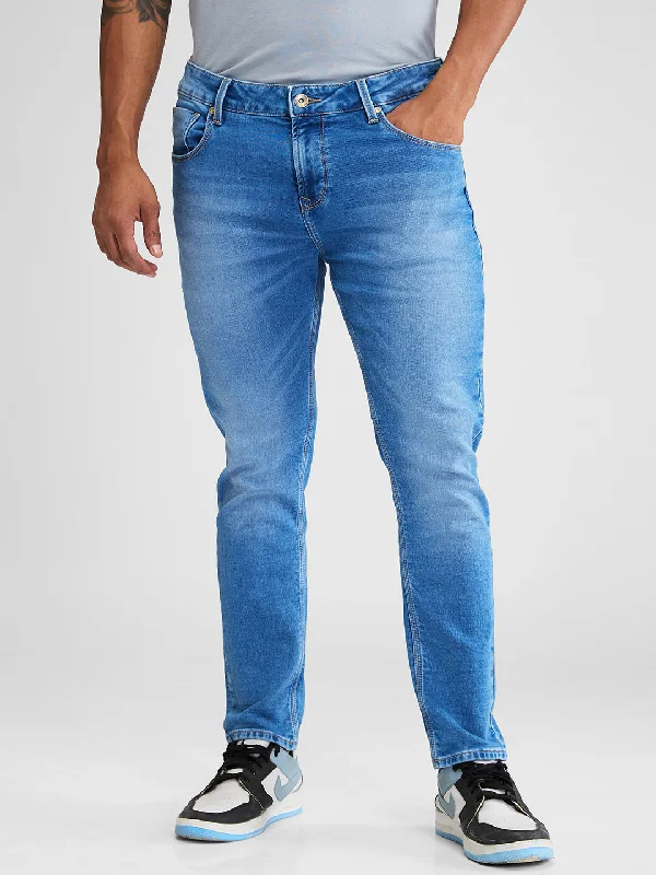 Spykar Blue Slim Fit Mid Rise Jeans For Men