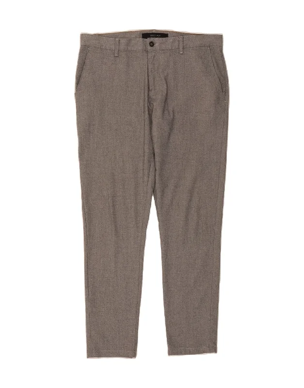 Breezy Outfits ZARA Mens Slim Chino Trousers W35 L30 Grey Polyester