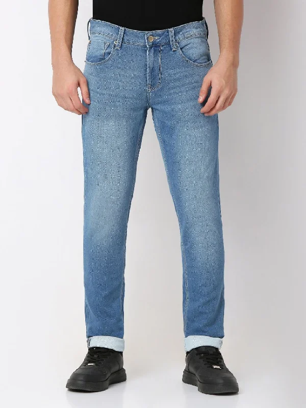 Spykar Blue Slim Fit Low Rise Jeans For Men