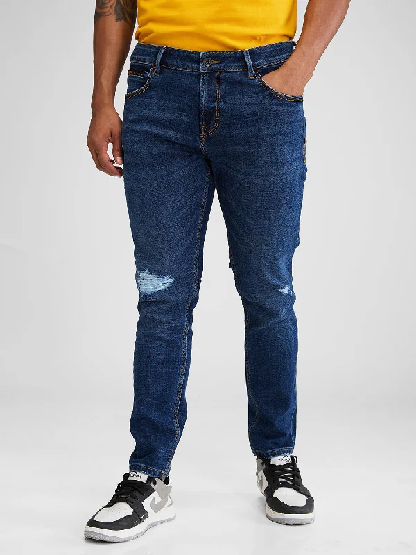 Spykar Blue Slim Fit Mid Rise Jeans For Men