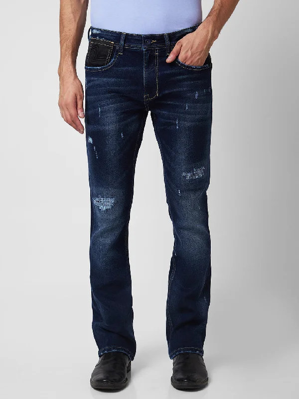 Spykar Men Blue Cotton Mid Rise Jeans