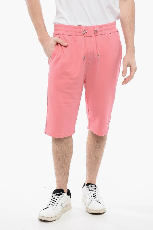 Soft Fashion Balmain Brushed Cotton Shorts With Flocked Logo