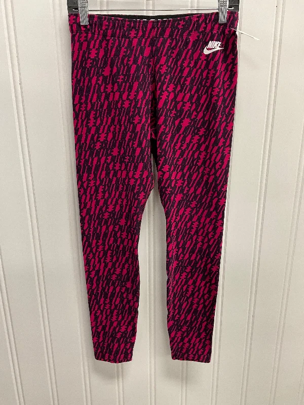 Athletic Leggings By Nike Apparel In Pink & Purple, Size: L