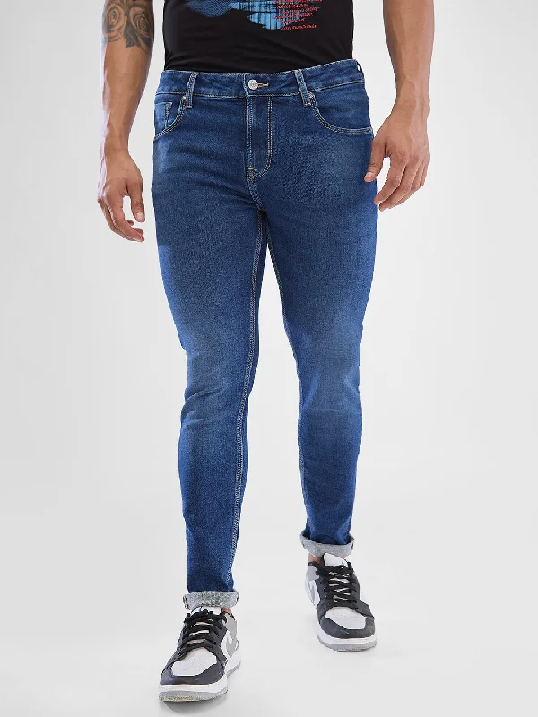 Spykar Mid Blue Slim Fit Jeans For Men