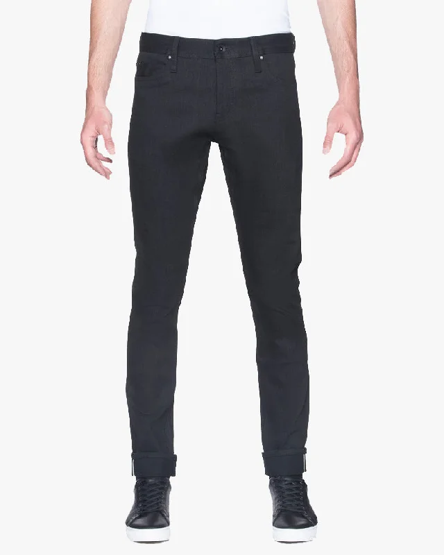 Unbranded UB444 Tight Fit Mens Jeans - 11oz Solid Black Stretch Selvedge