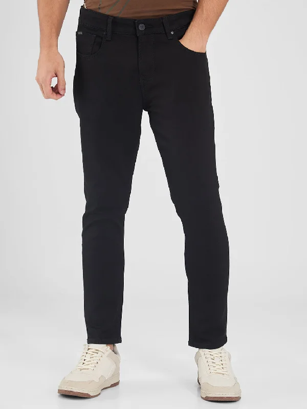 Spykar Black Slim Fit Mid Rise Jeans For Men