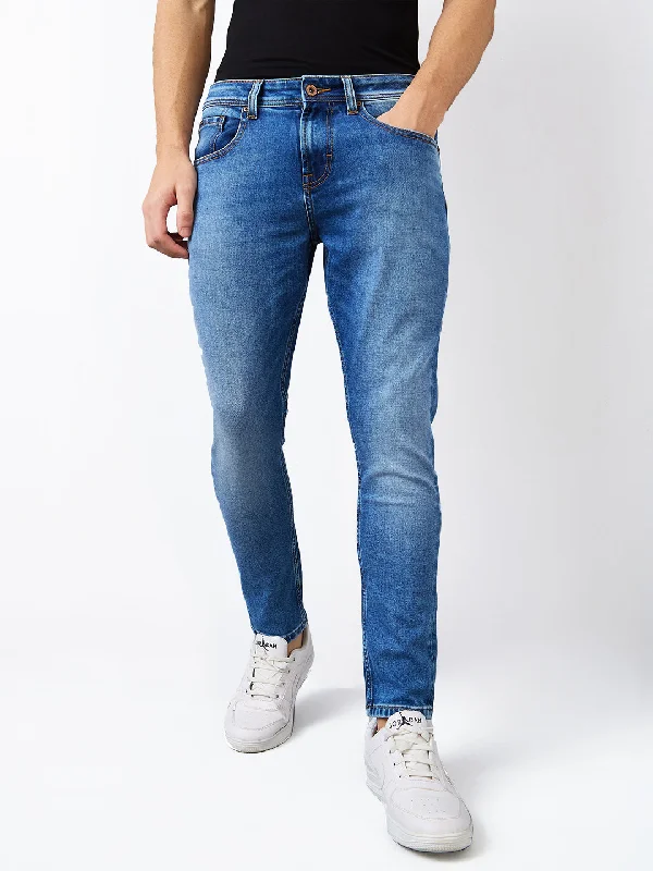 Spykar Slim Fit Mid Rise Cotton Stretch Jeans For Men