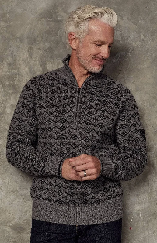 Leo Fairisle 1/2 Zip Sweater | Heather Grey