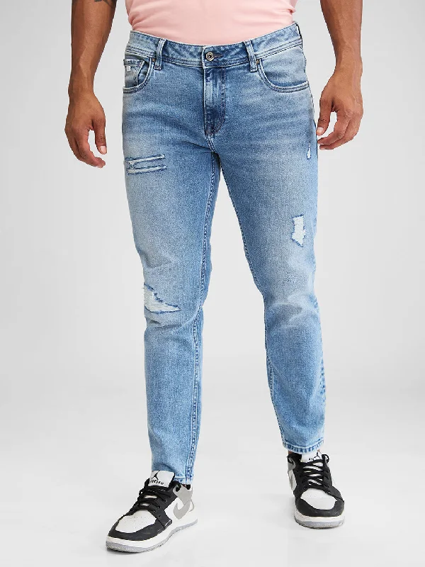 Spykar Blue Slim Fit Mid Rise Jeans For Men