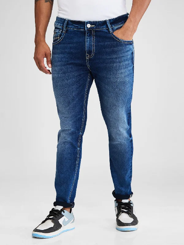 Spykar Blue Slim Fit Mid Rise Jeans For Men