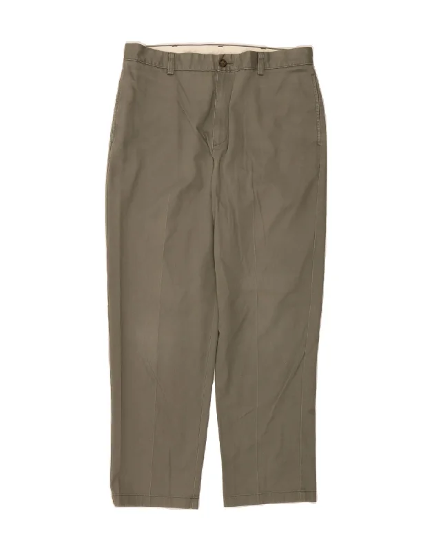 Unique Design L.L.BEAN Mens Classic Fit Straight Chino Trousers W34 L30 Grey Cotton