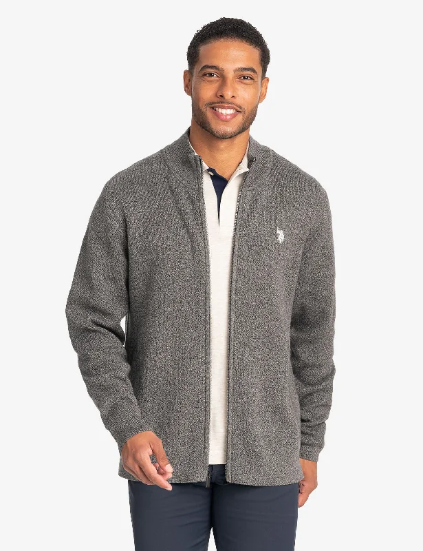 TWIST MARL FULL ZIP SWEATER