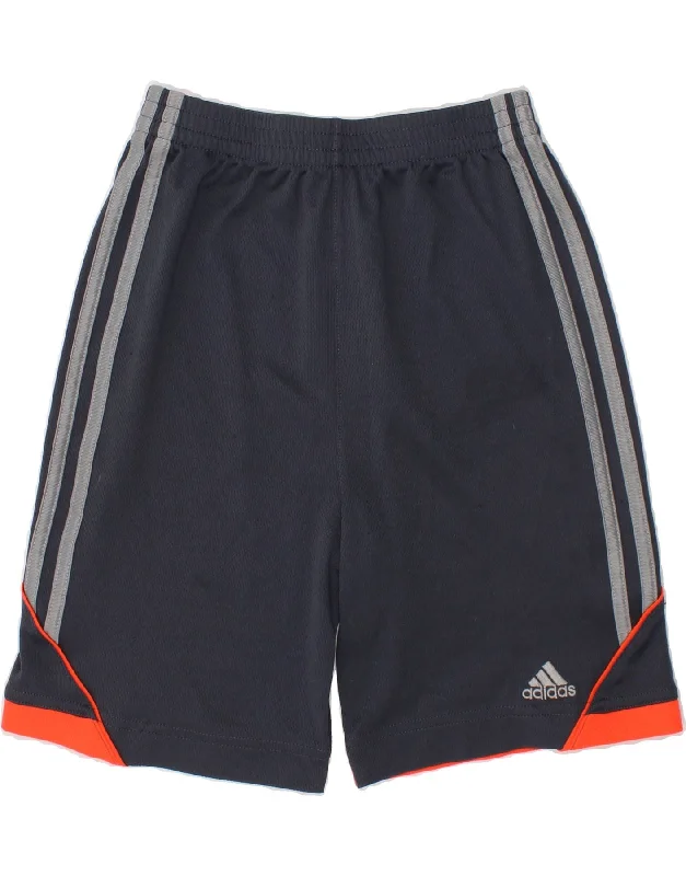 Trendy Traveler ADIDAS Boys Sport Shorts 6-7 Years Navy Blue Colourblock Polyester