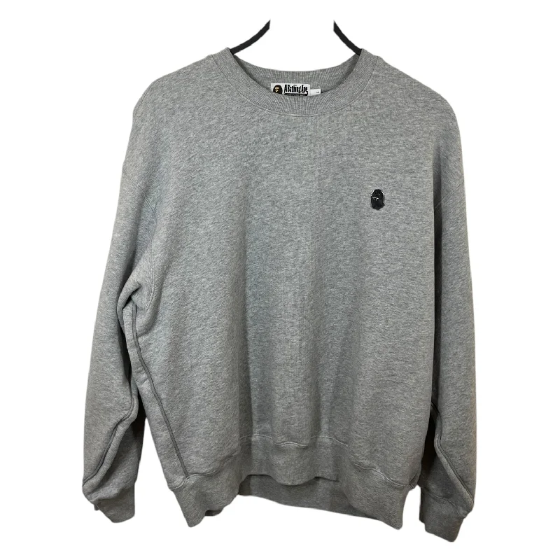 A BATHING APE/Sweater/L/Cotton/GRY/Silver Mini Ape Logo