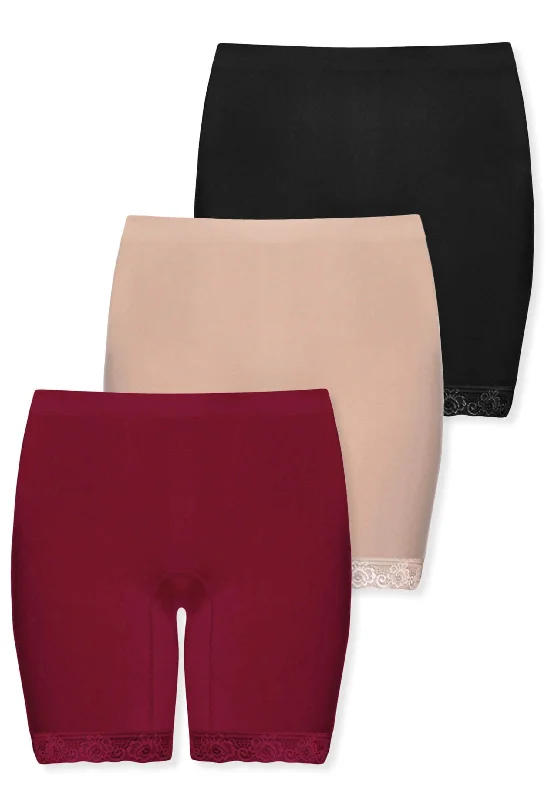 Multifunctional Style Anti Chafing Lace Midi Cotton Rich Shorts - 3 Pack