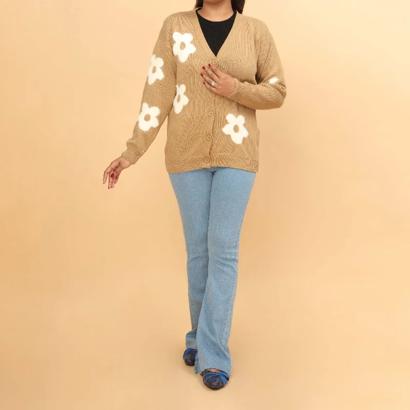 Beige Cotton Winter Sweater PW4814