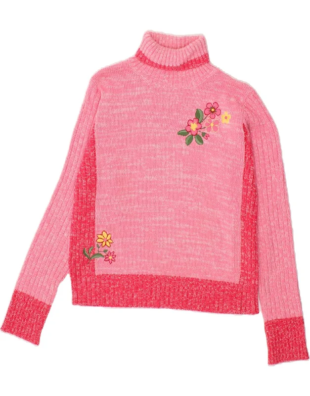 Soft Tops TCM Girls Roll Neck Jumper Sweater 13-14 Years Pink Floral Cotton