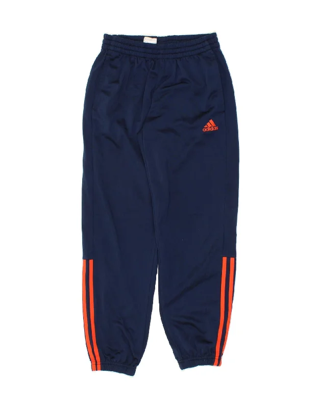 Soft Feel ADIDAS Boys Tracksuit Trousers Joggers 11-12 Years Navy Blue Polyester