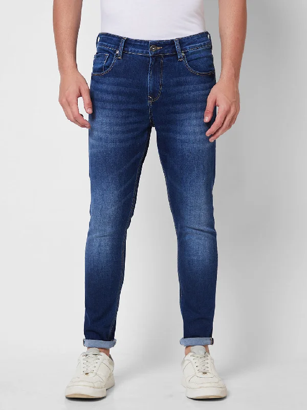 Spykar Mid Rise Slim Fit Blue Jeans For Men