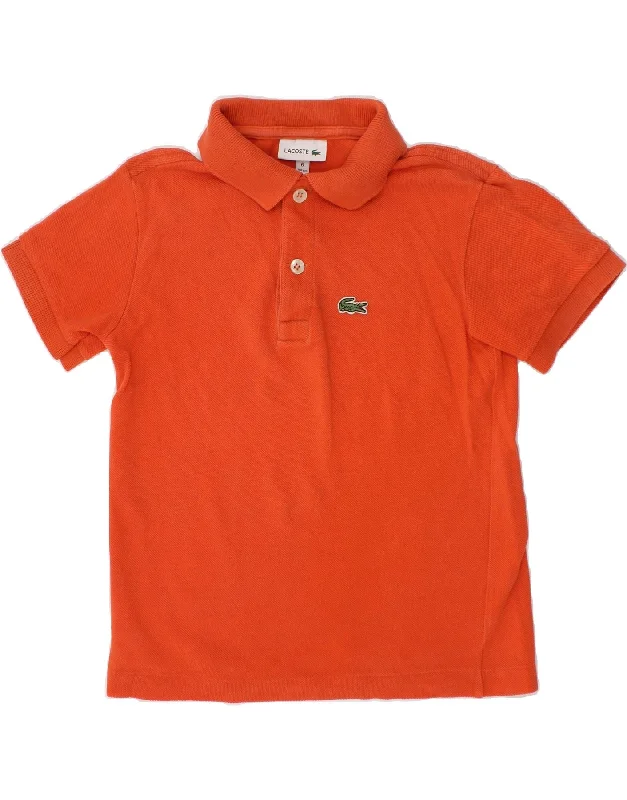 Comfortable Lifestyle LACOSTE Boys Polo Shirt 5-6 Years Orange Cotton