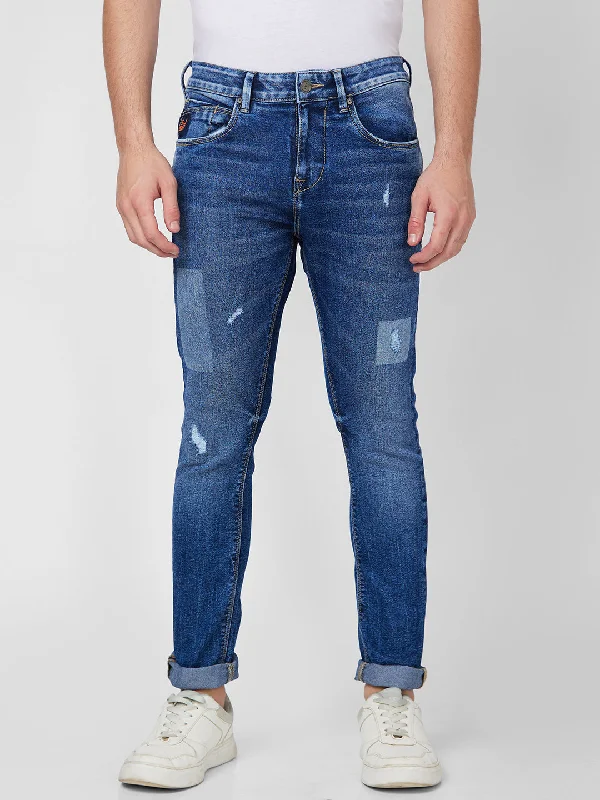 Spykar Mid Rise Tapered Fit Blue Jeans For Men