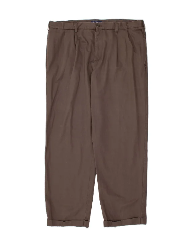 Relaxed Fit Wear IZOD Mens Classic Fit Pegged Chino Trousers W40 L32 Brown Cotton