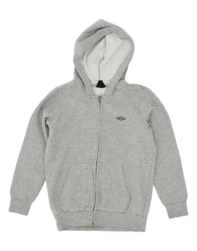 High-quality Fabrics UMBRO Boys Zip Hoodie Sweater 9-10 Years Grey Cotton