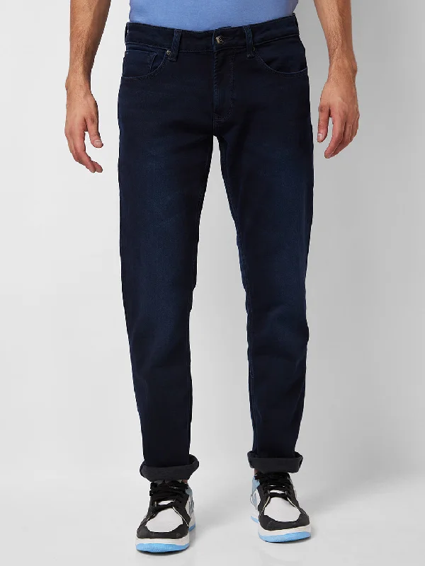 Spykar Mid Rise Regular Fit Blue Jeans For Men