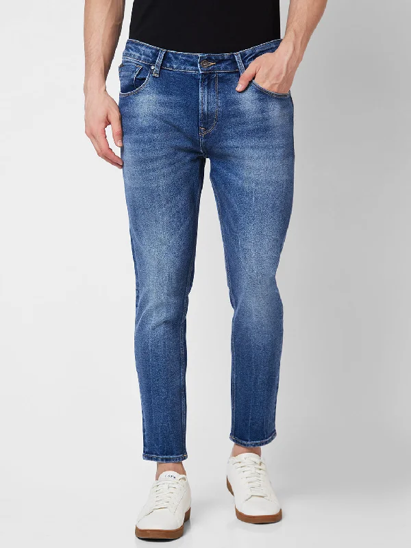 Spykar Mid Rise Tapered Fit Blue Jeans For Men