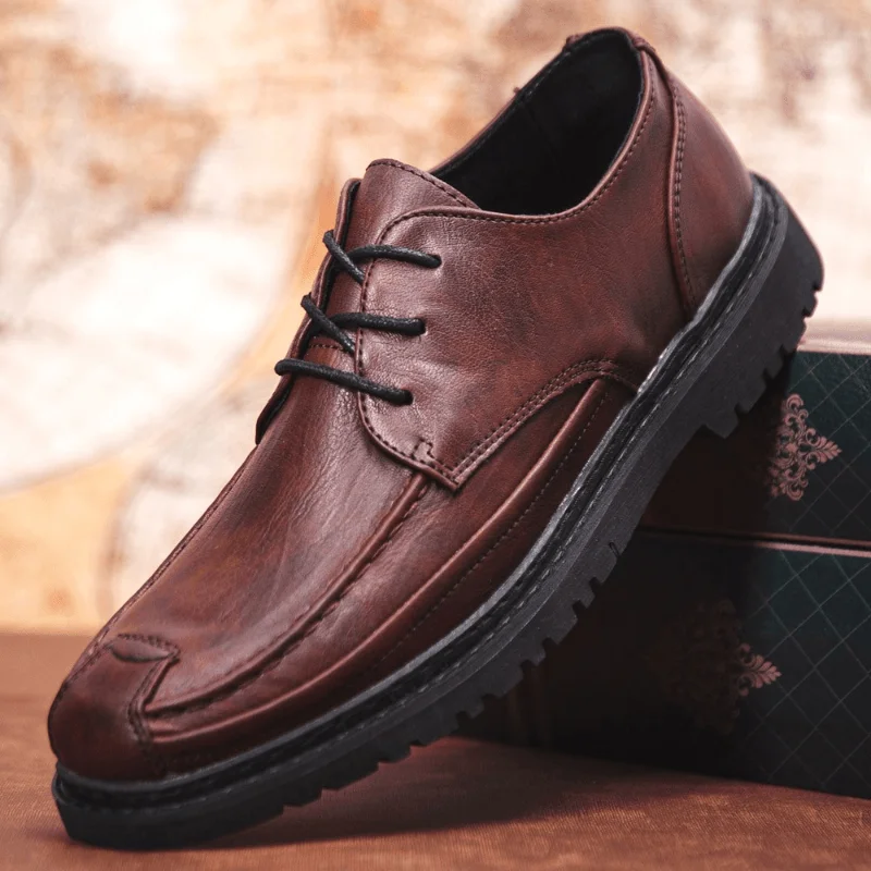 Fashion Concept Men Microfiber Leather Breathable Soft Sole Brief Solid Lace up Casual Business Shoes