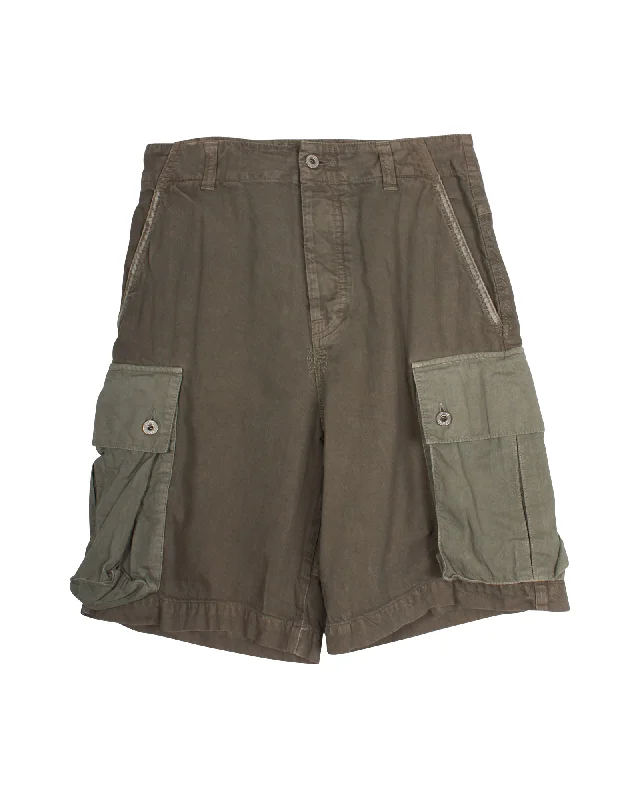 Noble And Elegant Loewe Cargo Shorts in Khaki Cotton