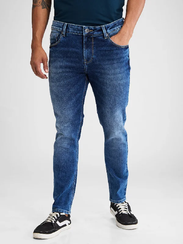 Spykar Blue Slim Fit Mid Rise Jeans For Men