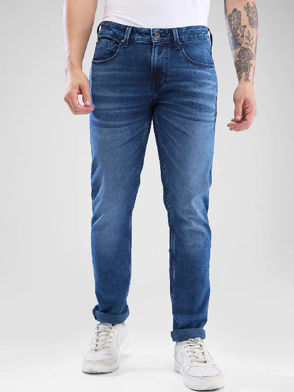 Spykar Mid Blue Slim Fit Jeans For Men