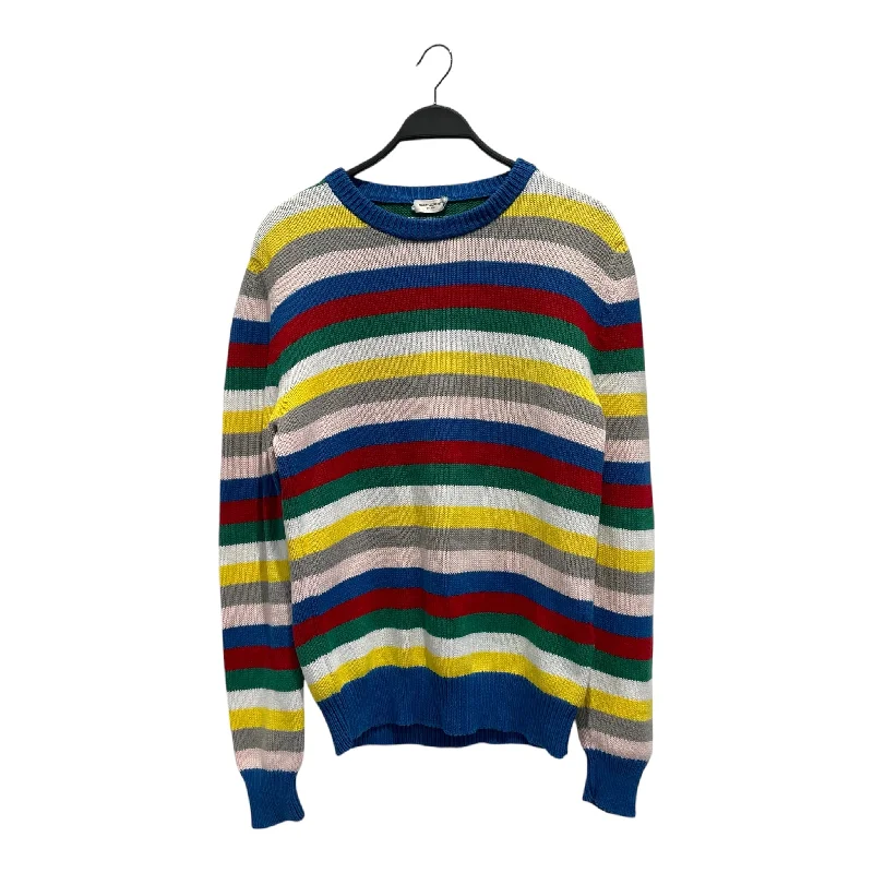 SAINT LAURENT/Sweater/L/Stripe/Cotton/MLT/Rainbow Striped Knit