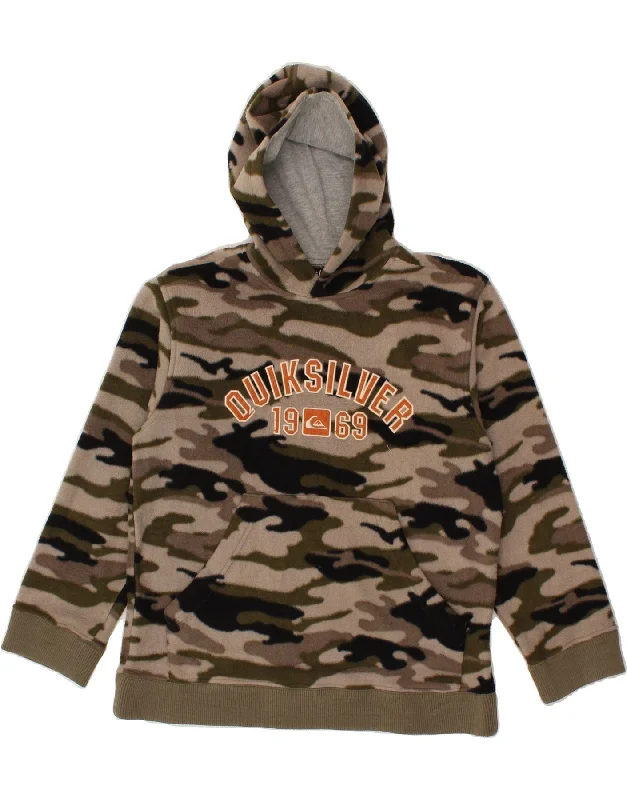 Comfortable Fashion Looks QUIKSILVER Boys Graphic Fleece Jumper 11-12 Years Grey Camouflage