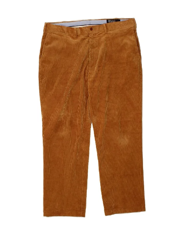Denim Design POLO RALPH LAUREN Mens Straight Corduroy Trousers W38 L32 Brown Cotton