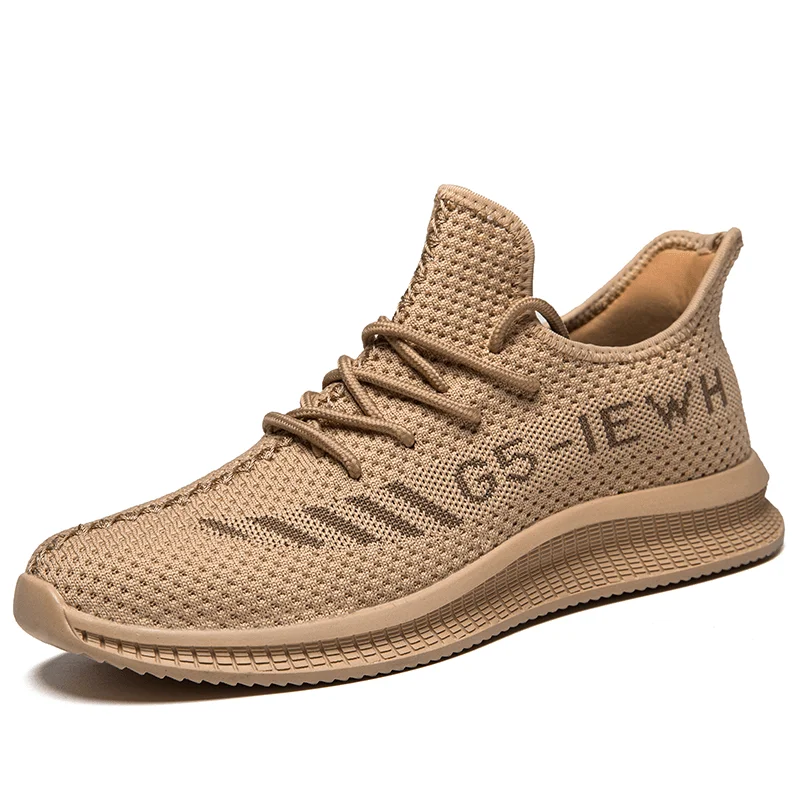 All-Day Comfort Men Letter Pattern Knitted Fabric Breathable Soft Sole Casual Sneakers