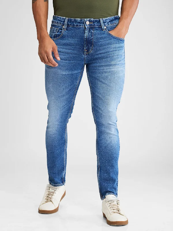 Spykar Blue Slim Fit Mid Rise Jeans For Men