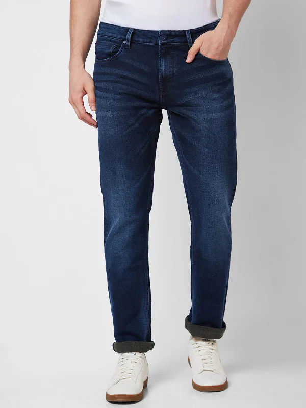 Spykar Mid Rise Comfort Fit Blue Jeans For Men