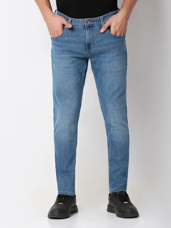 Spykar Slim Fit Light Fade Stretchable Jeans For Men