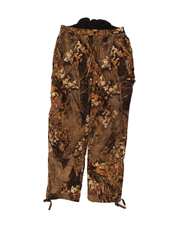 Elegant Fit LAKSEN Mens High Waist Windbreaker Trousers W32 L33 Brown Camouflage