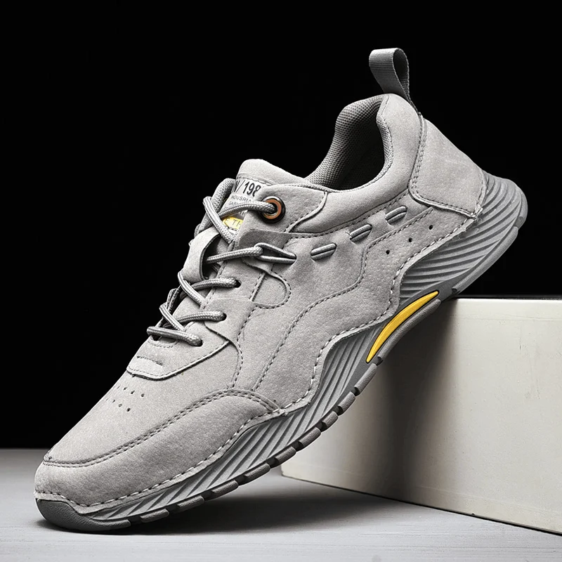 Celebrity Style Men Leather Breathable Soft Sole Non Slip Comfy Outdoor Sports Casual Shoes