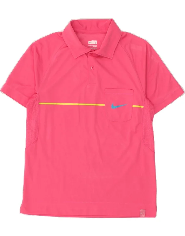 Casual Ease NIKE Boys Polo Shirt 8-9 Years Small Pink Polyester
