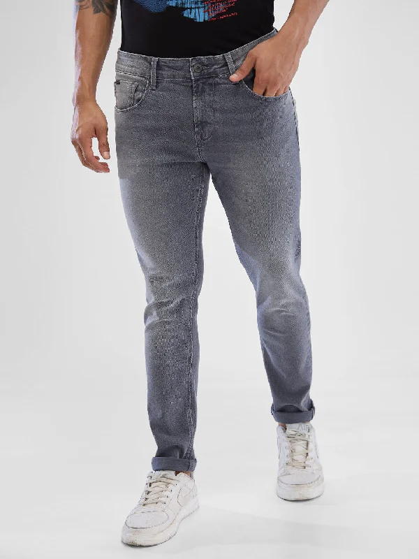 Spykar Light Grey Slim Fit Jeans For Men