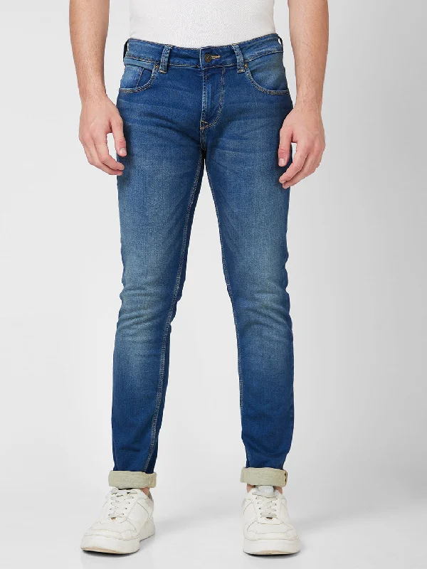 Spykar Low Rise Slim Fit Narrow Length Blue Jeans For Men