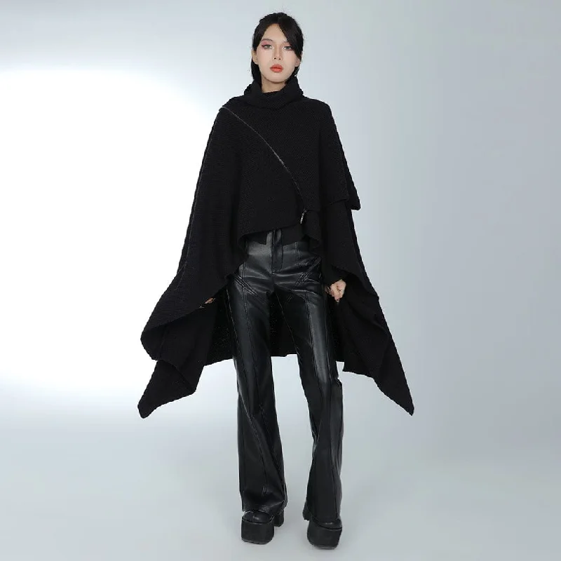 Women's Gothic Turn-down Collar Irregular Hem Cloak