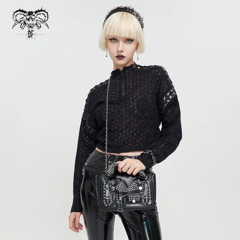 Women's Gothic Turn-down Collar Nailed Bag