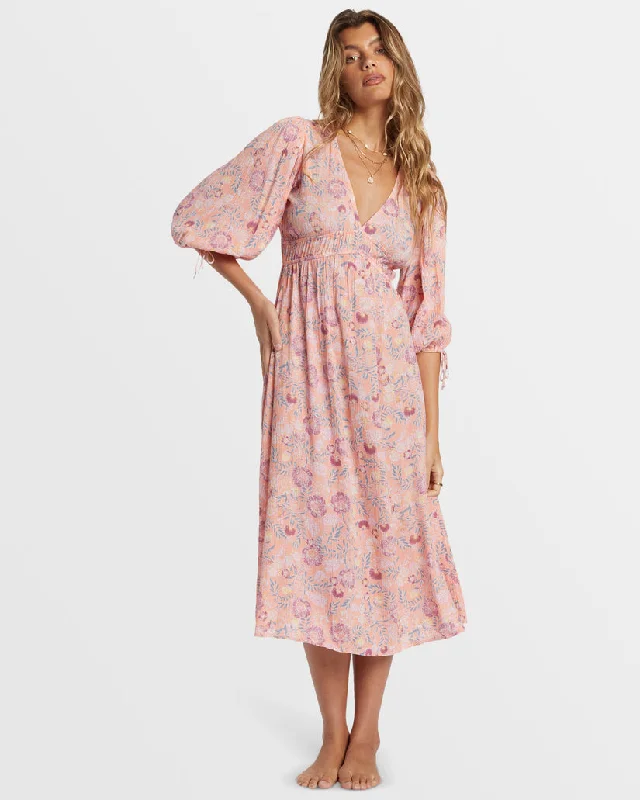 Weekend Comfort Billabong Paradise Sky Dress-Peach Paradise