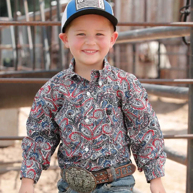 Classic Series Cinch Youth Boy's Classic Fit Long Sleeve Multi Paisley Western Button Down Shirt Classic Series Cinch Youth Boy's Classic Fit Long Sleeve Multi Paisley Western Button Down Shirt