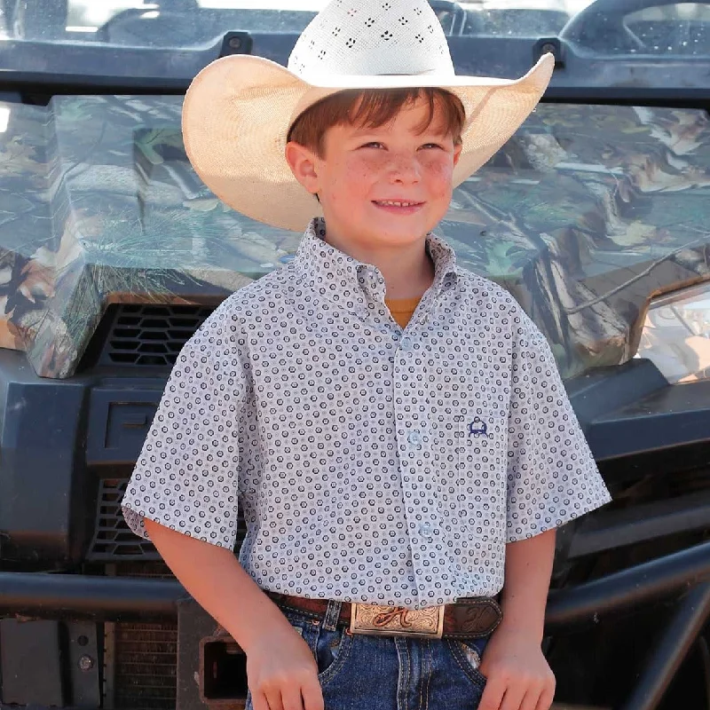 Nightclub Style Cinch Youth Boy's S/S Medallion ArenaFlex Western Button Down Shirt in Light Blue Nightclub Style Cinch Youth Boy's S/S Medallion ArenaFlex Western Button Down Shirt in Light Blue